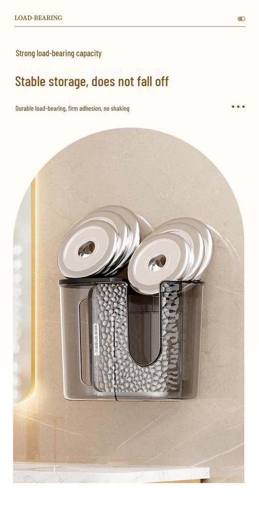 No-Punch Wall-Mounted Tissue Box: Bathroom, Kitchen, Toilet Towel and Wet Wipe Storage