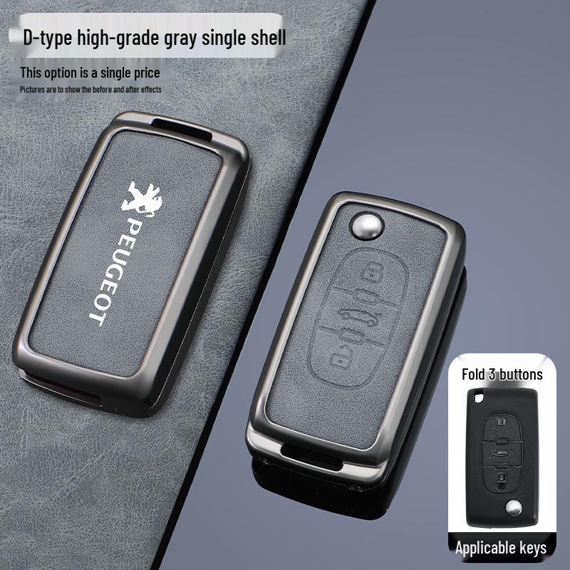Leder Schlüsseletui für Dongfeng Peugeot 408/308/3008/4008/2008/5008 Metallmodelle