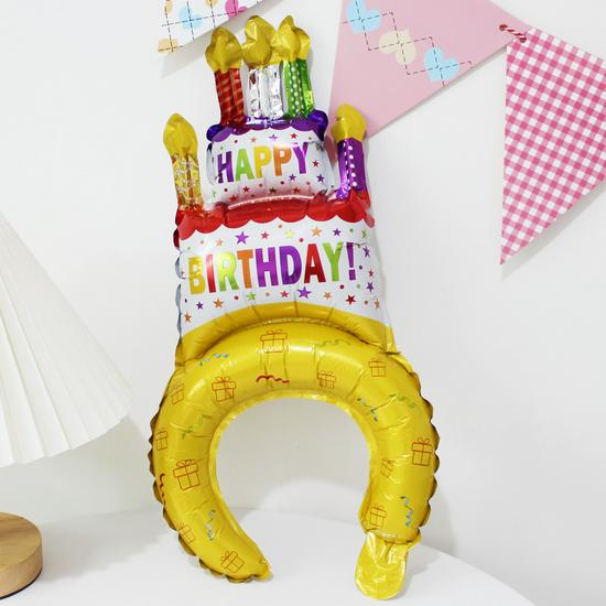Colorful Large Birthday Cake Foil Balloon for Kids' Party Decoration and Photo Props