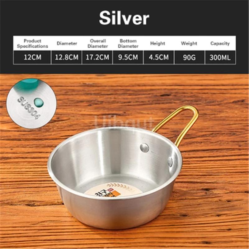 Rice Golden Bowls with Handle Wine Bowl Cooking Basin Seasoning Bowl Noodle Bowl Korean 304 Stainless Steel Rice Wine Bowls