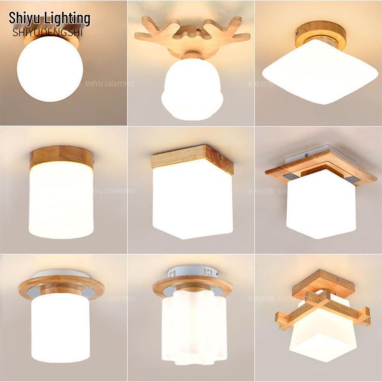 Modern LED Ceiling Lamp with Solid Wood Design for Bedrooms and Living Rooms