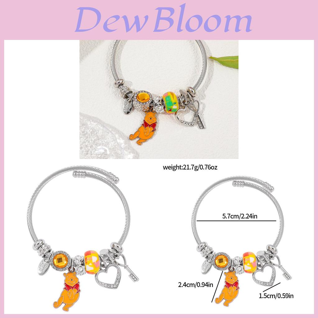 Braccialetto con Ciondoli Cartone Animato Orsetto Pooh in Lega di Zinco Galvanizzata per Regalo e Souvenir di Viaggio