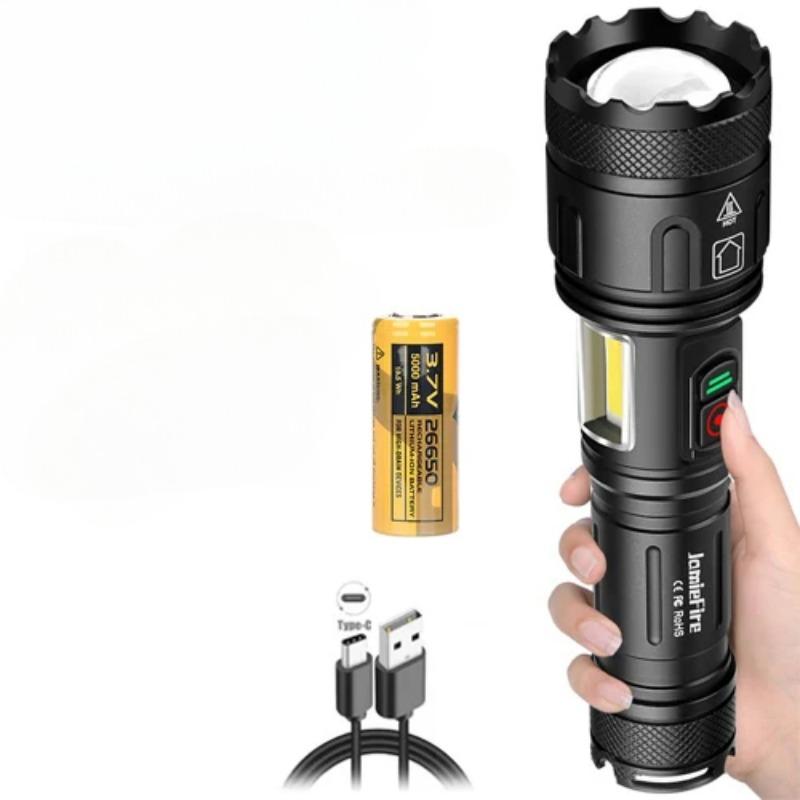 XHP160+COB Strong Light Torch Outdoor TYPE-C USB Rechargeable Flashlight Aluminum Alloy IPX5 Waterproof LED Lamp With Side Light