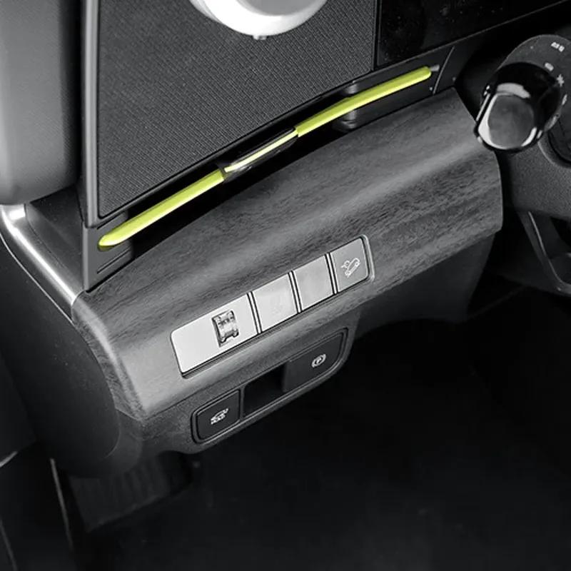 Red Car Interior Carbon Fiber Style ABS Headlight Adjustment Button Cover Trim For Hyundai Kona SX2 2024 LHD