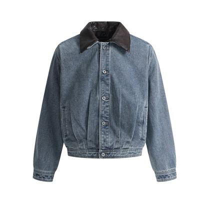 Giacca di jeans retrò oversize lavata da uomo Streetwear Capospalla Autunnale Casual Misto Cotone Cappotto Trucker