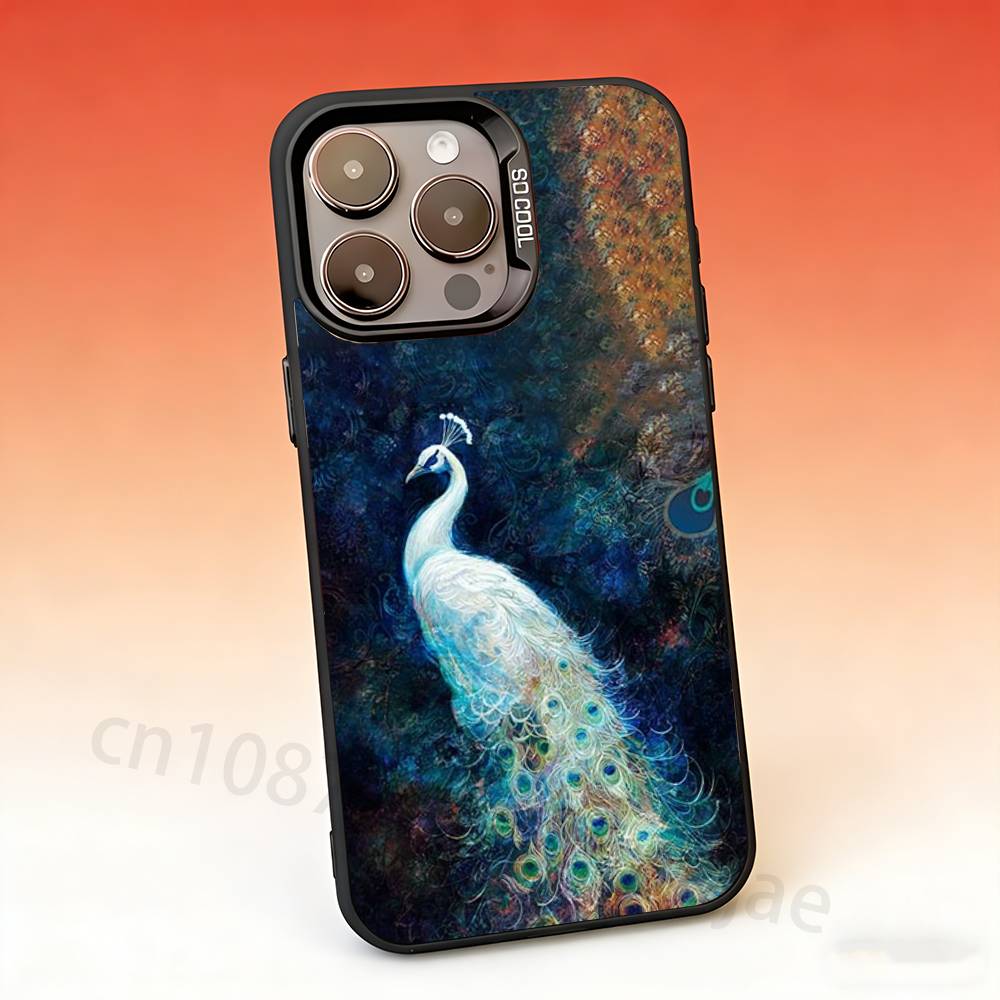 

Peacock Feathers Phone Case For iPhone 17,16,15,14,13,12,11,Pro,Max,Plus,Mini, Anti Fall Matte Hard Bumper iPhone15PROMAX