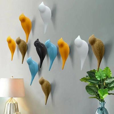 Ganci da parete creativi, decorazione a forma di uccello, ganci in resina con venature del legno, per porta della camera da letto, ganci con animali, gancio appendiabiti 3D, singolo gancio da parete