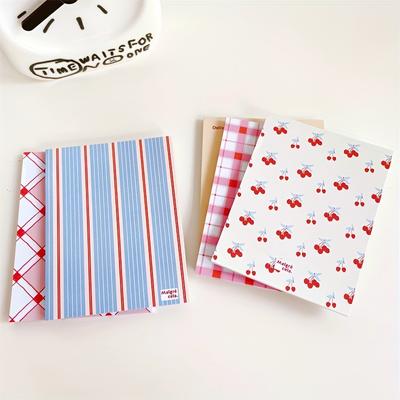 5sets (250sheets ) Small Cherry Geometric Graphics Note, Small Fresh Non-sticky Notepad, Student Notepad, Ledger Decoration Materials