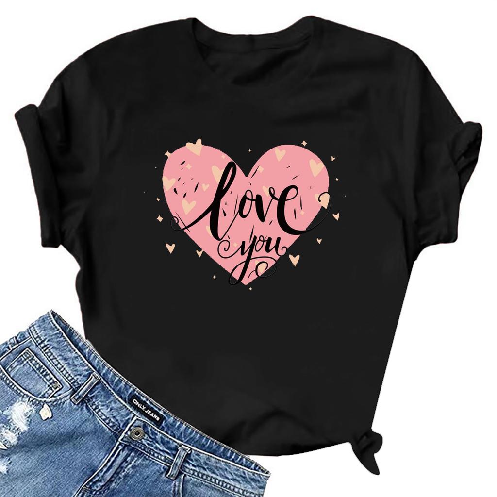 Lässiges Damen-T-Shirt mit großem Yards Of Love-Aufdruck und Rundhalsausschnitt