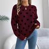 HNXC Autumn and Winter Casual Polka Dot Long-sleeved Pullover Sweater for Women