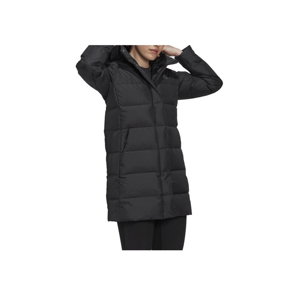 Adidas Womens Mid Down Coat Outdoor Windproof Hooded Long Sleeve Jacket Women Coats Black GE9991