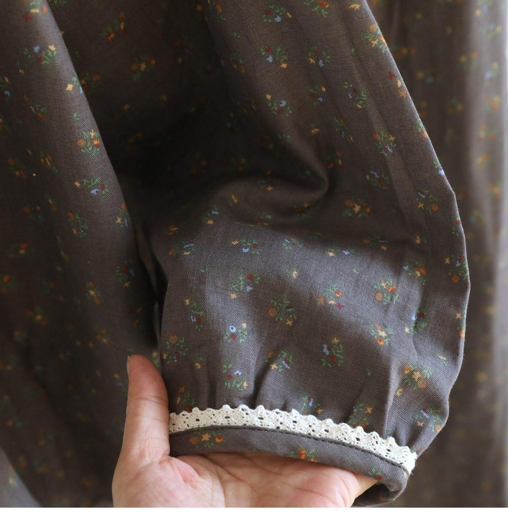 Women's Forest Floral Cotton Pajama Set - Long-Sleeve Gauze Cardigan, Sweet & Loose Nightgown for Spring & Autumn.
