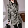 Geometrischer Print Winter Zweireihiger Trenchcoat