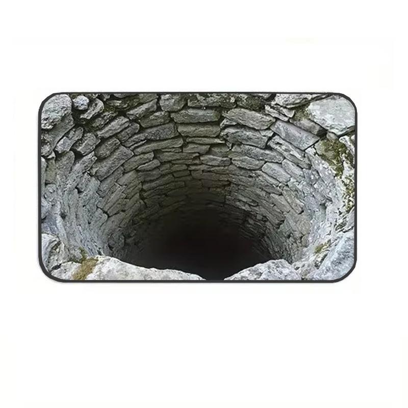 

3D Optical Illusion Door Mat Indoor Decorative Floor Mat with Bottomless Pit Design for Entrance Bathroom Hole in The Floor Rug