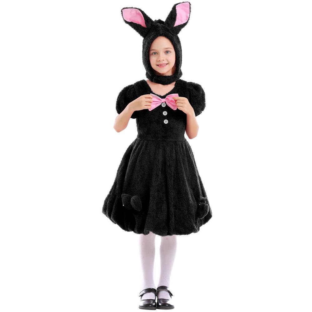 

Kids Girls Animals Rabbit Dress Hat Sets Halloween Role Play Dress Up Cosplay Costume XS чёрный