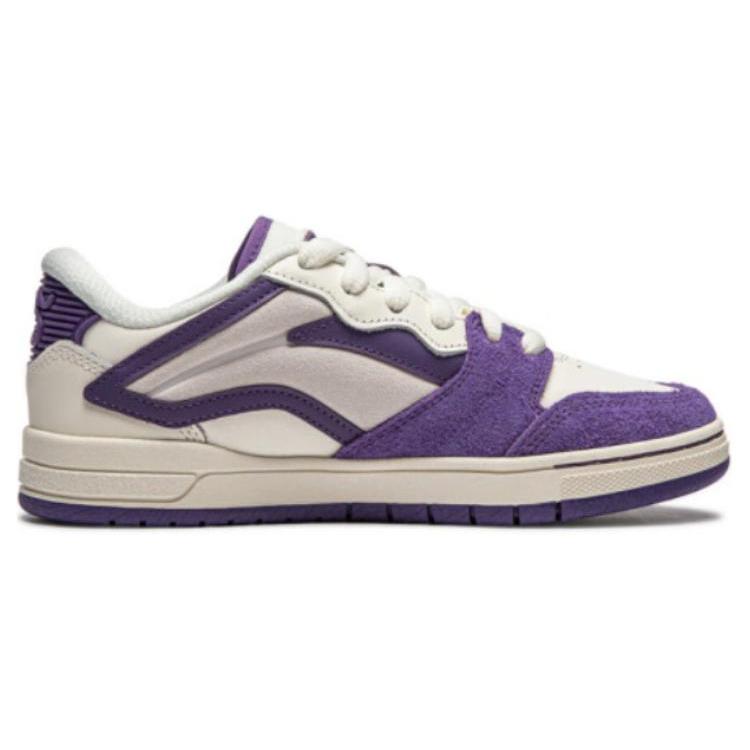 Li Ning Slip Resistant Abrasion Resistant Low top Skateboard Shoes Women's Beige Purple AEPU018-8