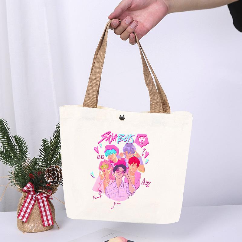 K-Pop Anime Cartoon Printed Student Large Capacity Portable Shoulder Bag Fashion Casual Canvas Bag