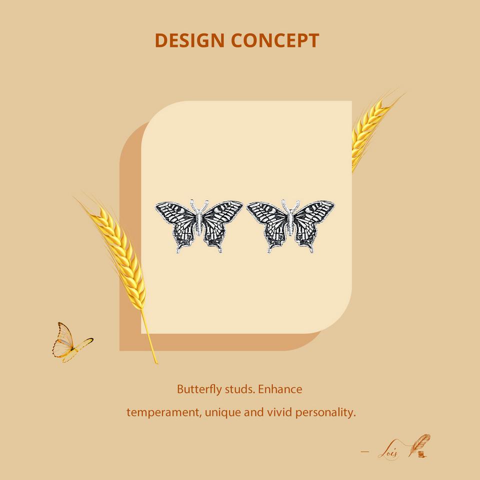 WOSTU 925 Sterling Sølv Vintage Sommerfugl Ørestikker Kvinner Retro Insest Kreative Kvinnelige Ørestikker Festgave Daglige Smykker