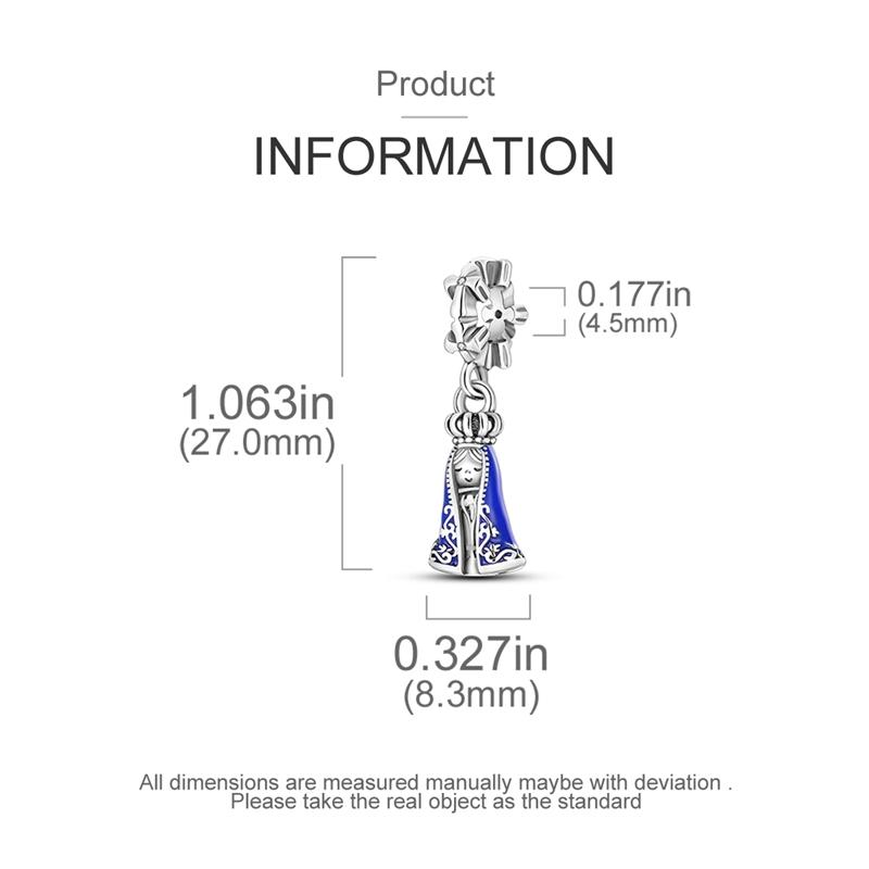 Real Copper Our Lady Bead Pendants Fit Original Bangle Bracelet The Virgin Mary Charms For Women Diy Jewelry Gift