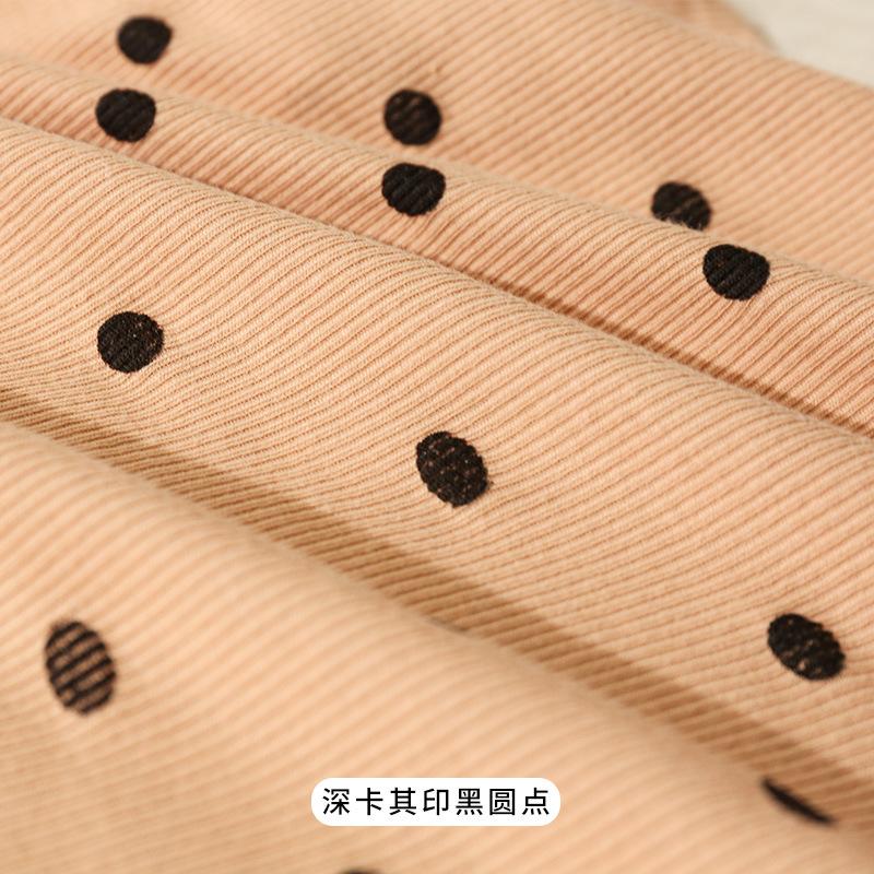 Summer Fashion Stretchy Dot Rib Printed Cotton Sewing Knit Fabric By Half Yards Dress,T-shirt Jersey Material  sewing tela