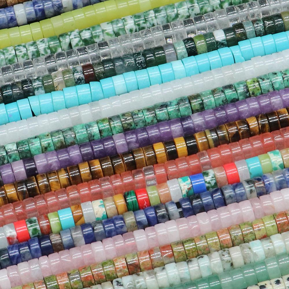 1 Strang, Heilkristallperlen, Runde Scheibe Naturstein Edelsteine Lose Abstandshalterperlen für Schmuckherstellung DIY Halskette Armband Fußkettchen Zubehör