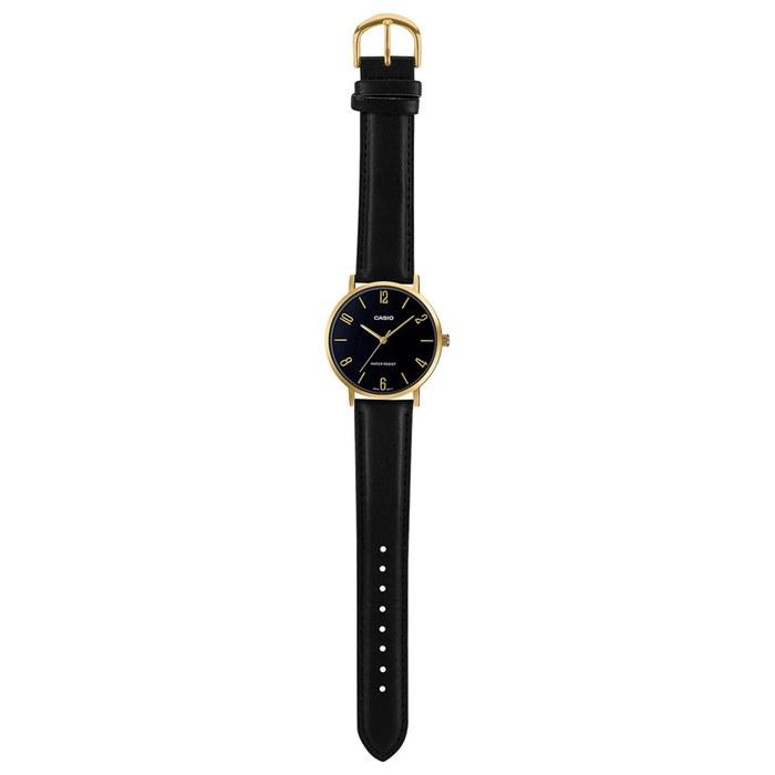 Casio Watch, Black Leather, 46x40x8.2mm, Analog, Quartz.