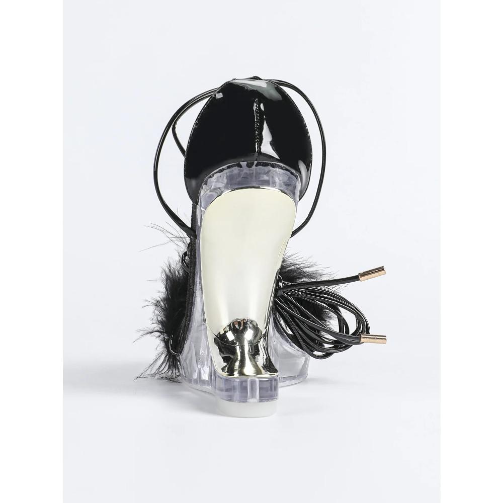 2026 New Special-shaped Wedding Sexy Transparent Thick Heel Crystal Square Head Sandals Cross Strap, Suede, Red, Pink LFD-9930-9