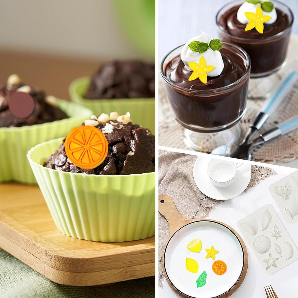 2 Pcs Mini Lemon Fondant Molds,Summer Fruit Silicone Molds for Gummy,Baking Cake,Cupcake Topper DIY Crafts