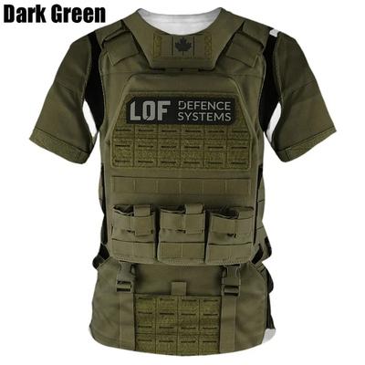 Summer New Fashion Men's Bulletproof Vest Printed 3d T Shirt Casual Short Sleeve Round Neck Tees Funny T-Shirts