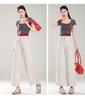 Beige Turn-Up Wide-Leg Cropped Pants - Women's 2025 Spring/Autumn Casual Loose Fit