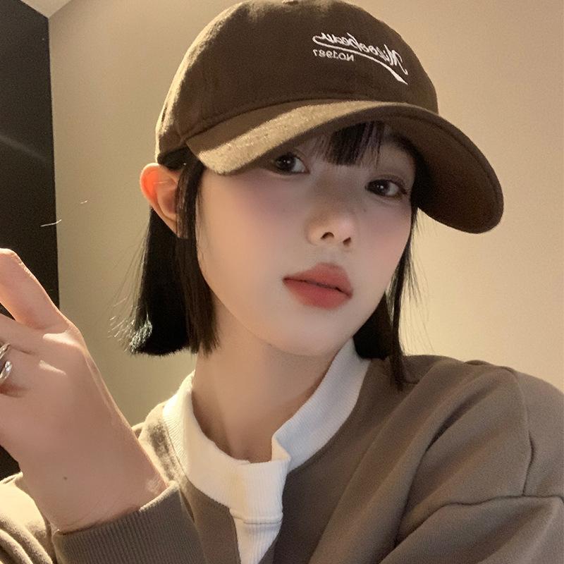 Coffee Baseball Hat for Women with American Style Large and Deep Wide Brim To Show Their Face Small Deep Top Korean Style