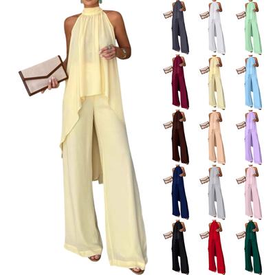 Conjunto de Dos Piezas sin Mangas para Mujer con Túnica de Dobladillo Irregular y Pantalones de Pierna Ancha Conjunto de Moda Casual para el Uso Diario