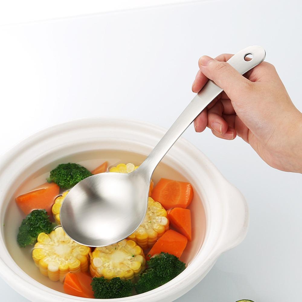 2pcs 304 Stainless Steel Rice Spoon Deepen Porridge Spoon Multifunctional Serving Scoop Hot Pot