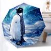 1pc Penguin Aurora Automatic Folding Umbrella Automatic Open/Close, 8-Rib Durable Frame, Compact Travel Umbrella Suitable for CommutingE020