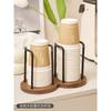 Disposable Cup Storage Holder Rack Shelf, Water Tea Cups Wood Dispenser with Long Stick Mug Display Stand, Organizer Supplies