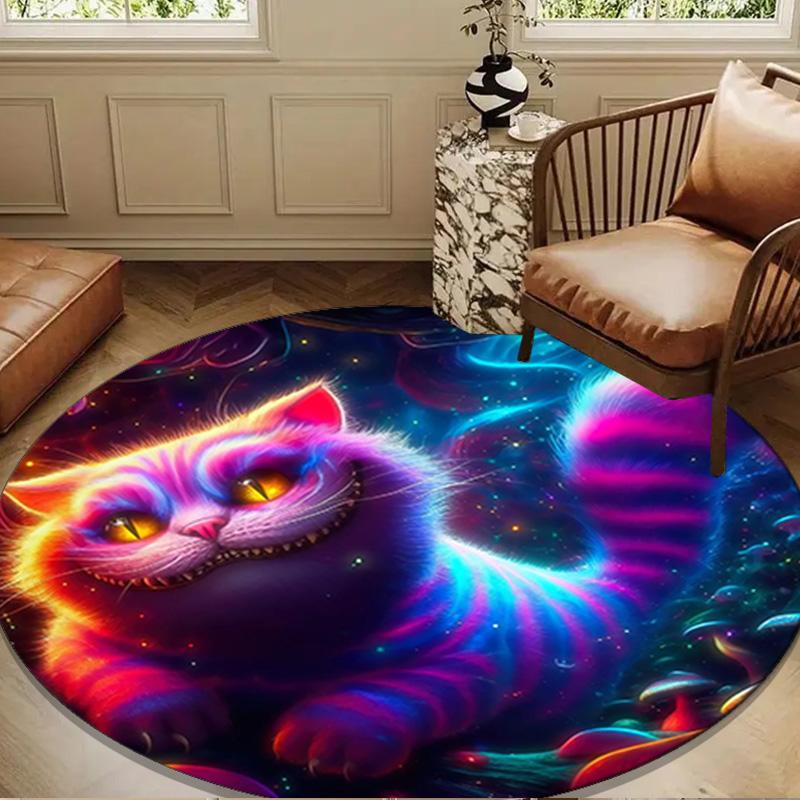 Magic Cat Fantasy Art Round Rug for Livingroom,Bedroom, Palyroom, Chair Rug, Area Rug, Circle Carpet, Large Size Fan Christmas Gift