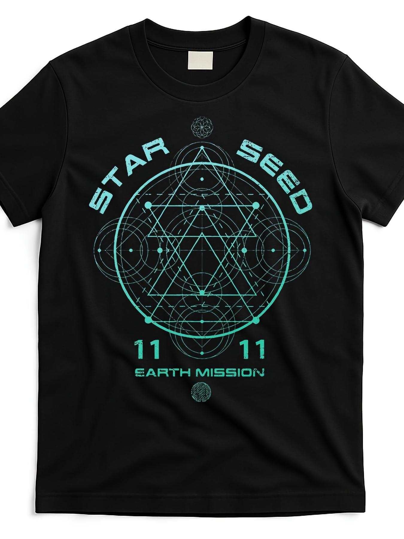 Starseed Sacred Geometry TShirt 100 Cotton ONeck Short Sleeve Summer Casual Mens Tshirt Streetwear S