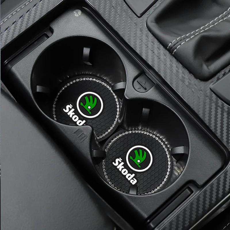2025 New Car Anti-slip Mat Diamond Honeycomb Coaster New For Skoda Octavia A2 A5 A7 a Fabia Rapid Karoq Superb Kodiaq Yeti RS Sc