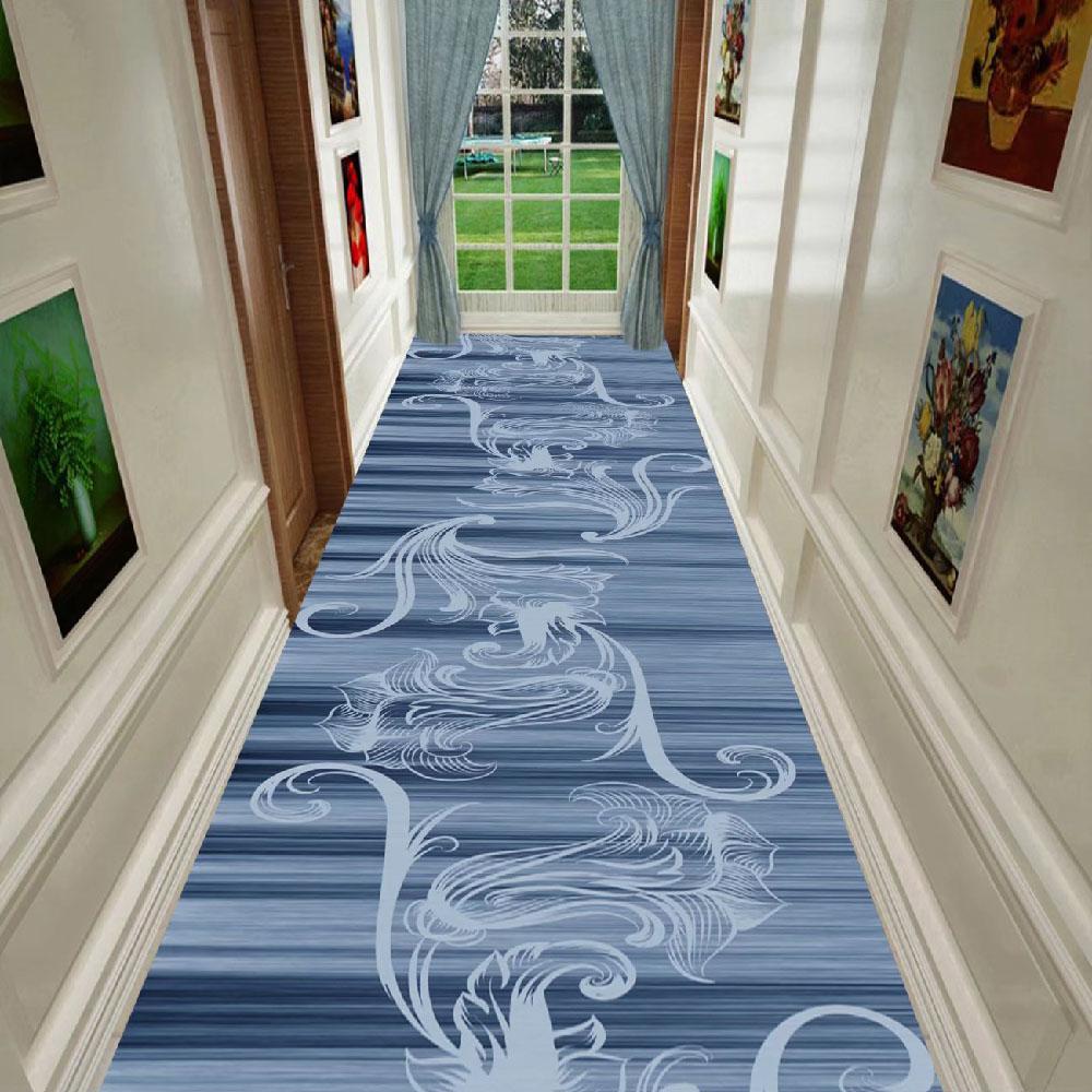 Nordischer geometrischer langer Flurteppich, leichter Luxus, Läuferteppich für Zuhause und Hotel, kann individuell angepasst werden, Treppenmatte für die Villa, rutschfester Flurteppich