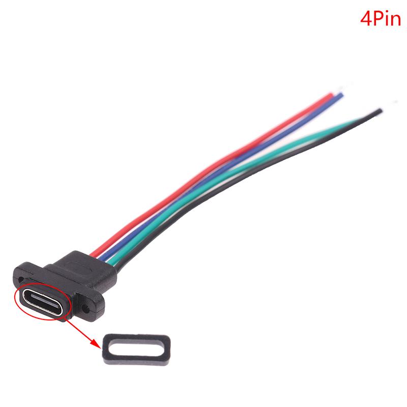 Type-C 2Pin 4Pin Welding Wire Female Waterproof Female Socket Rubber Ring High Current Fast Charging Port