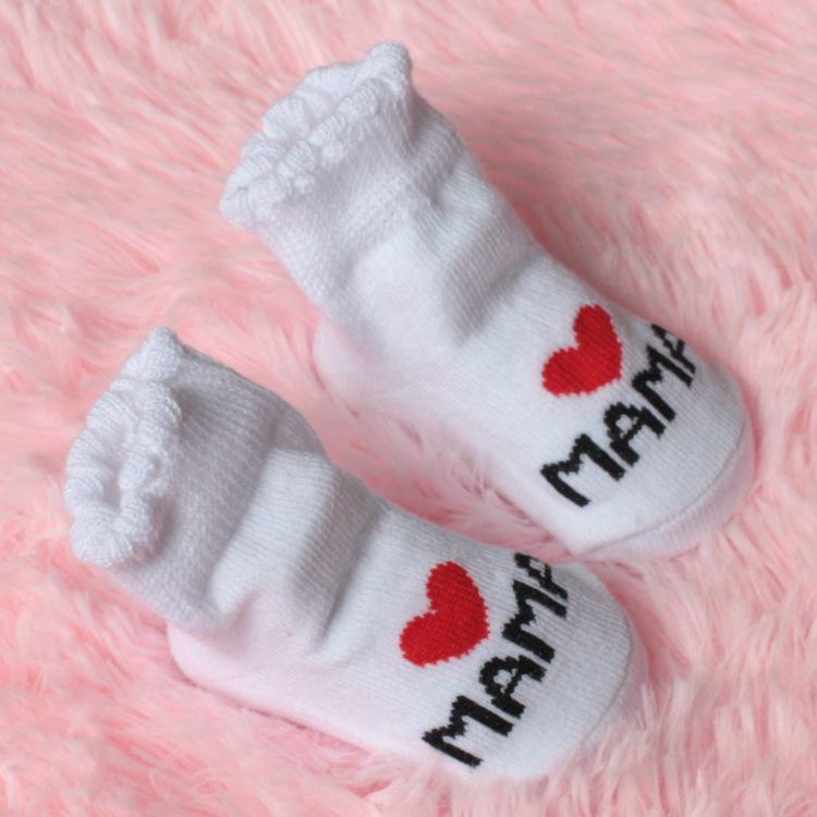 Babysockor Bomull Mini Söta Flickor Pojkar Älskar Pappa Älskar Mamma Nyfödda Barnsockor Småbarn Baby Golv Sängkläder Strumpor Baby Billiga Saker