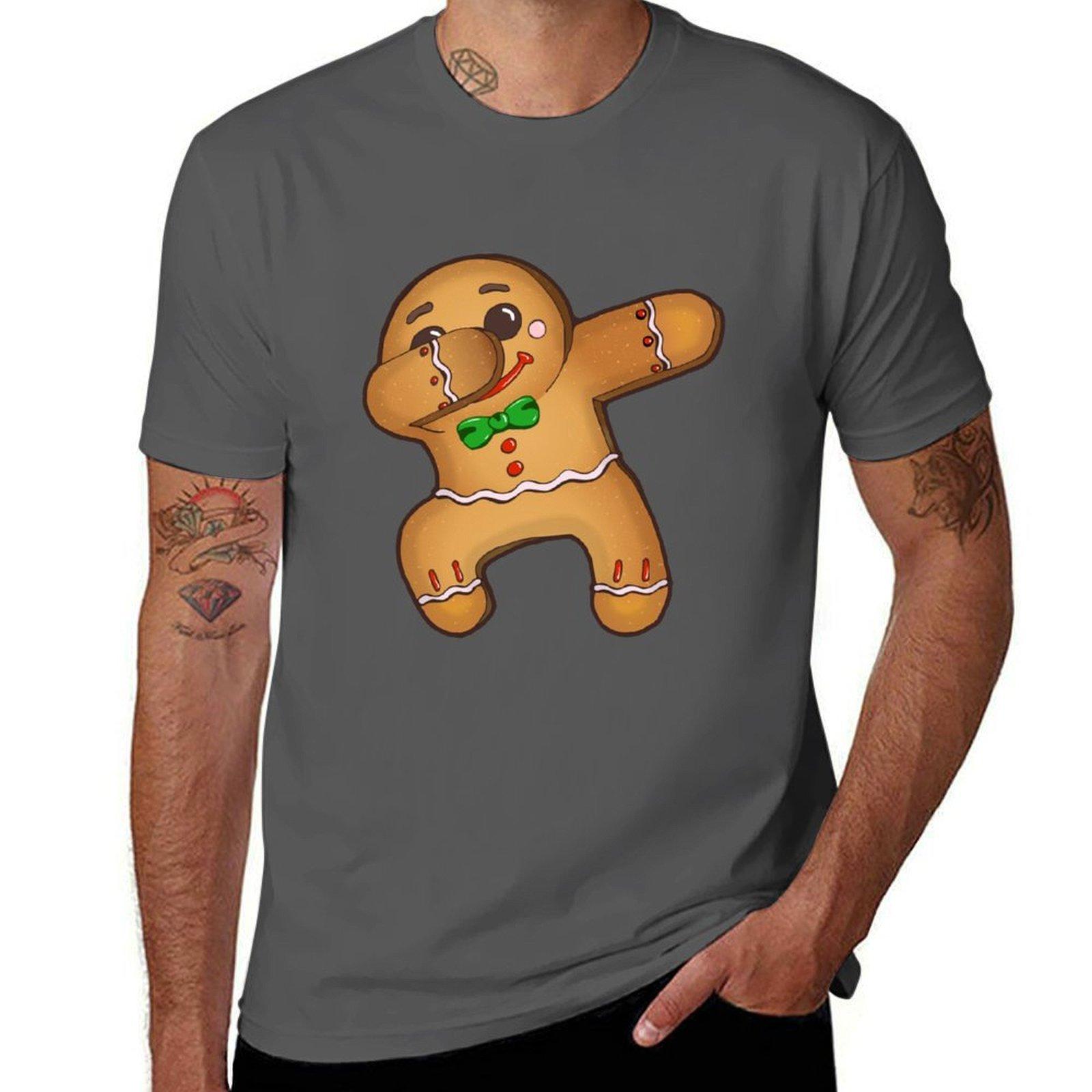 

Dabbing Gingerbread Man TShirt Basic Short Sleeve Cotton Blend TShirt 4XL