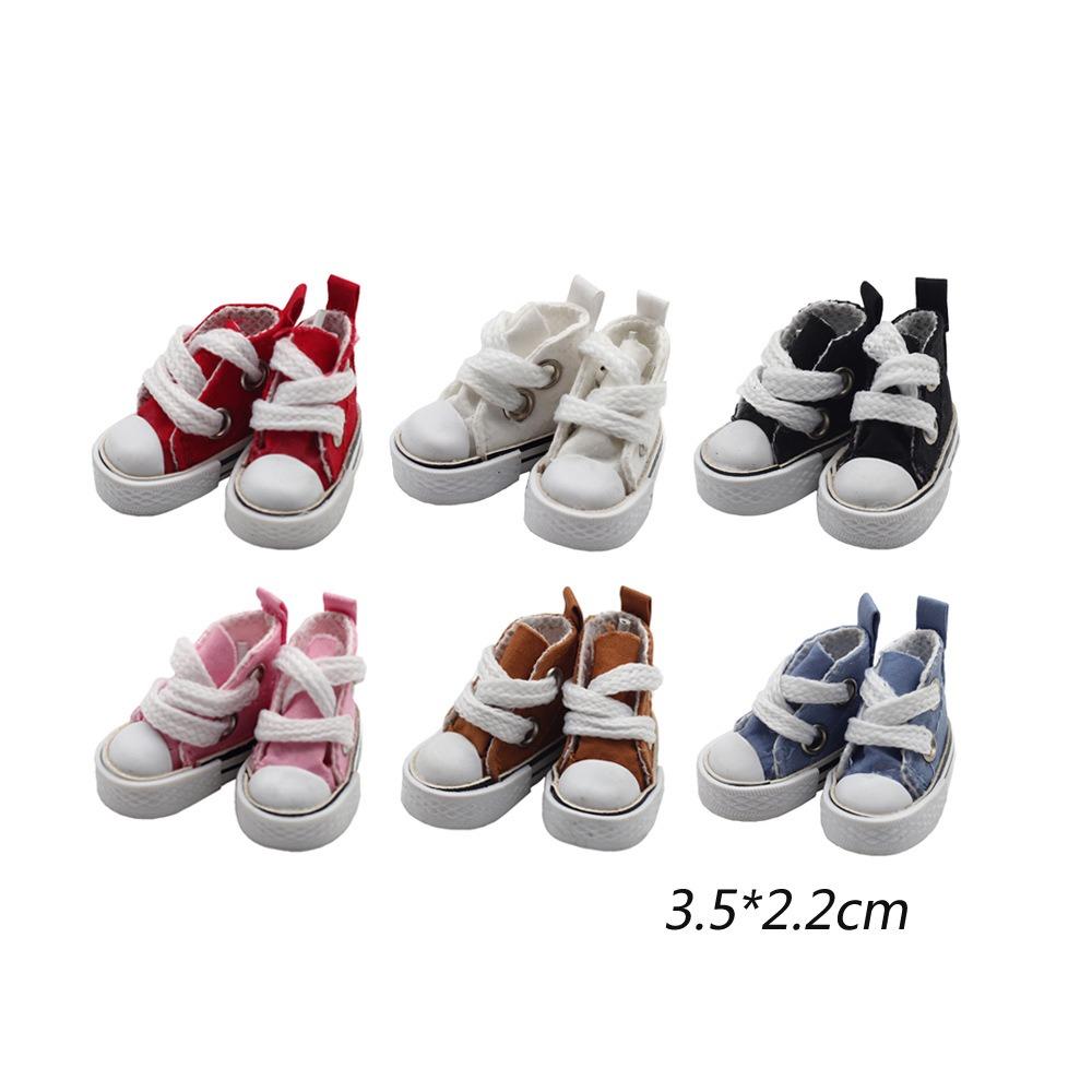 1 Pair Mini Doll Fashion Mini Canvas Shoes 3.5cm Mini Canvas Dolls Shoes Plush Doll Shoes