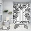 Animal Abstract Patterns Black Whit Shower Curtain Bath Sets Waterproof Non-Slip Bathroom Rug Toilet U With 12 Hooks Home Deco