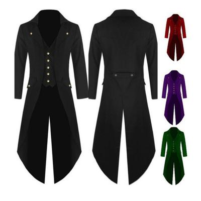 Herren Einfarbig Retro Gothic Gehrock Smoking Party Halloween Kostüm