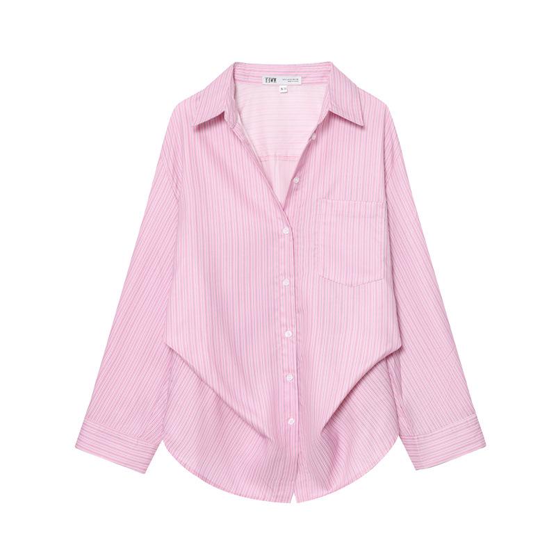 2025 Winter New European & American Style Women's Striped Batwing Sleeve Shirt