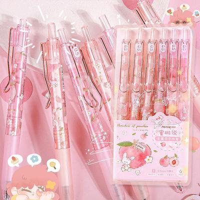 6 τεμ/συσκευασία 0,5 χιλιοστών Kawaii Peach Strawberry Fruit Gel στυλό Neutral στυλό Σχολικά είδη γραφής