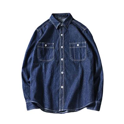 Camisa vaquera para hombre, Color sólido, manga larga, ropa de calle con una botonadura, cuello vuelto, camisa holgada, abrigo, chaqueta, ropa para hombre