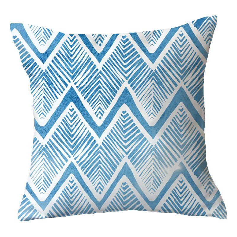 Simple New Blue Geometric Plush Pillowcase Home Fabric Sofa Pillow Cushion Cover Design