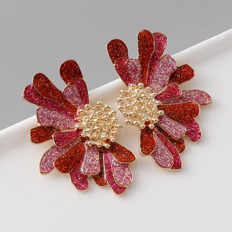 Pinkdudu Vintage Exaggerated Large Flower Zinc Alloy Earrings Fashion Trendy Stud Earrings Women PD2365